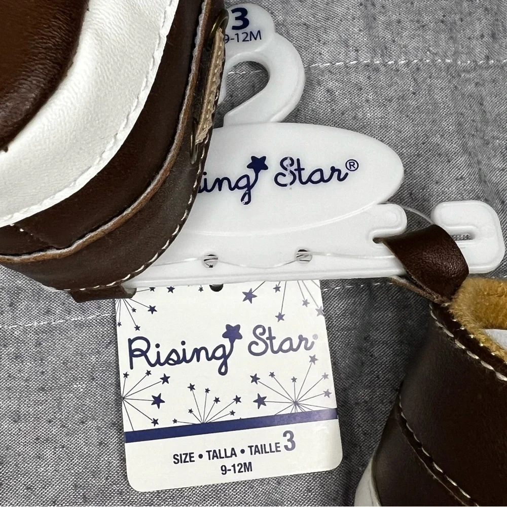 Infant baby rising star size 3 9-12M brown boat shoes